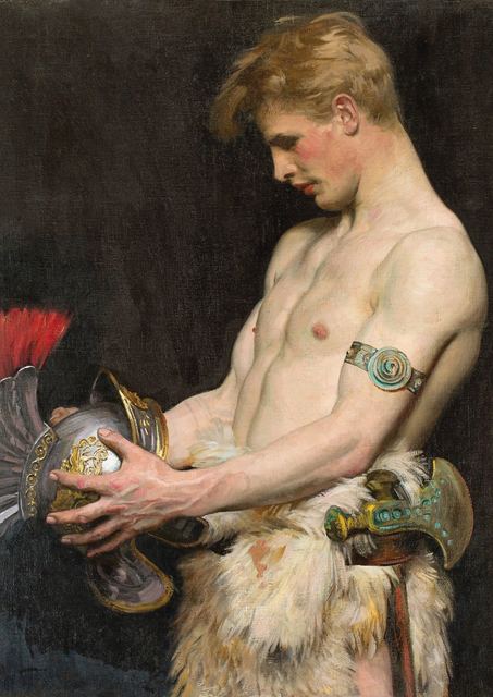 Germanic Warrior with Helmet by Osmar Schindler