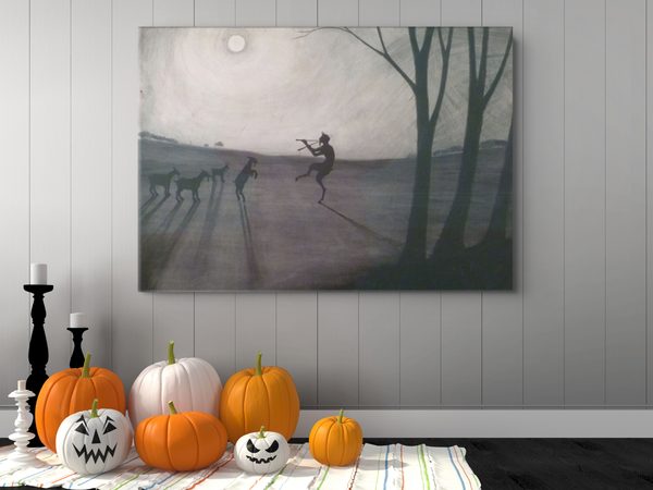 Faun by Moonlight by Léon Spilliaert as a framed print in a hallway