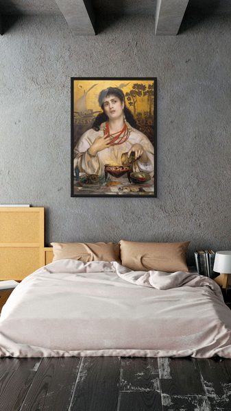 Medea by Frederick Sandys as a framed print in a bedroom